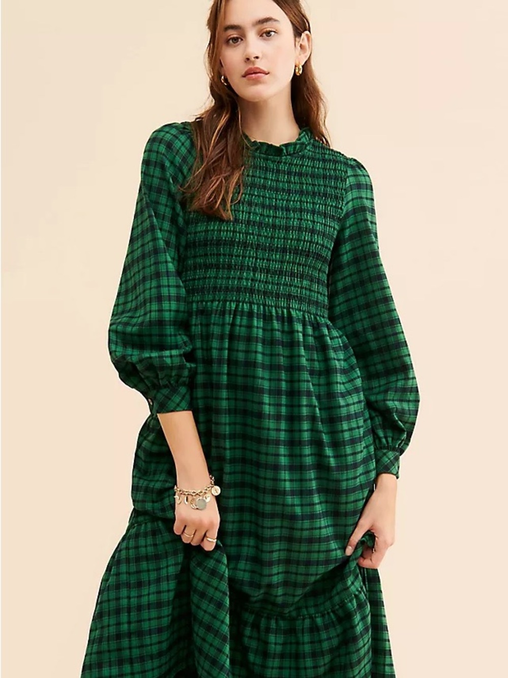 Louche Peppi Winter Green Gingham Dress